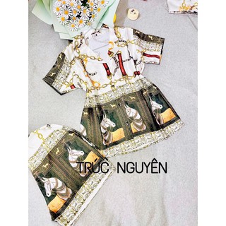 Đồ ngủ mặc nhà pijama lụa Satin thiết kế cao cấp tay ngắn quần ngắn cộc tay