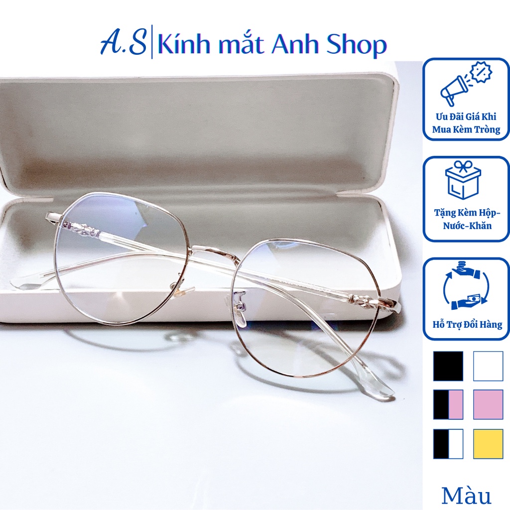 Kính kim loại thời trang nam nữ gọng kính tròn 61035A - 5285A