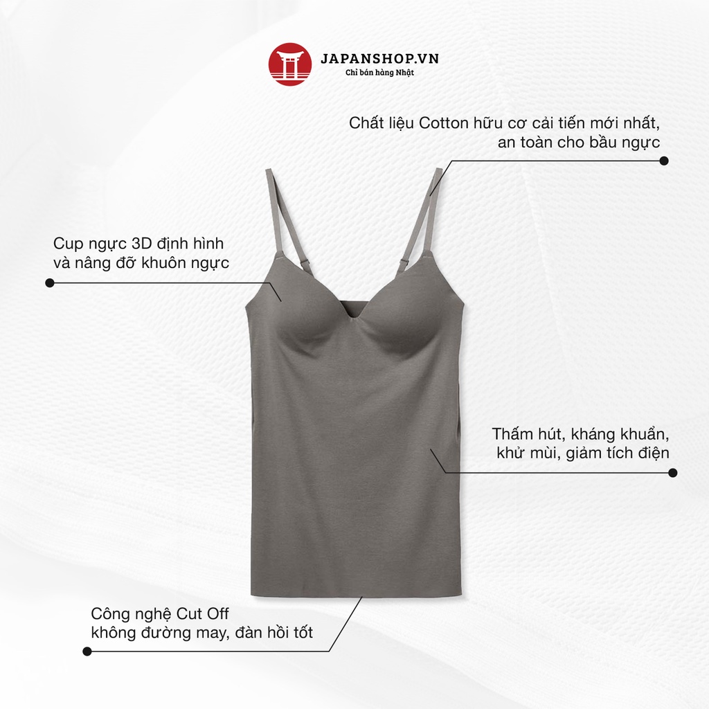 Áo Bratop hai dây Fitte Kireilabo Gunze KB3057 100% cotton organic Made in Japan