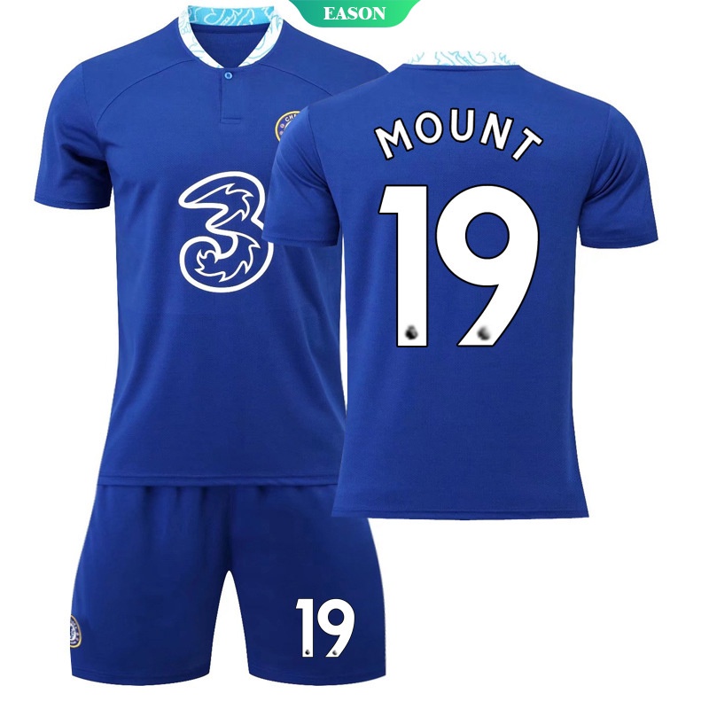 Số 22-23 Mùa mới Chelsea Home No. Bộ Quần Áo Đá Banh Thể Thao Tay Ngắn Nhanh Khô In Số 10 Pulisic 9 Lukaku 19 Mount 11