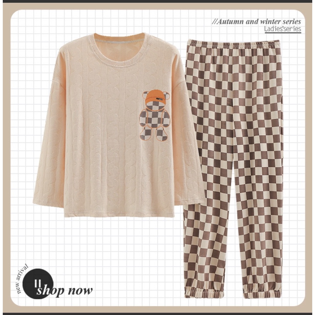 [Xả Kho Siêu Rẻ] Bộ Pijama Chất Cotton [HÀNGCCQC]  Bộ Ngủ Tay Dài Quần Dài Nhiều Màu Co Dãn Tốt Kiểu Dáng Hàn Quốc