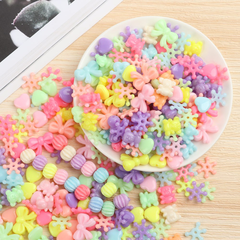 Hạt Nhựa Acrylic Hình Ngôi Sao/Trái Tim/Chữ Nhiều Màu Sắc Dùng Làm Vòng Tay/Vòng cổ DIY