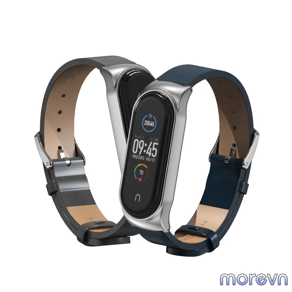 Dây đeo Mi band 5, miband 6 da PU viền cong CS chính hãng Mijobs - dây đeo thay thế mi band 6, miband 5 da PU CS Mijobs