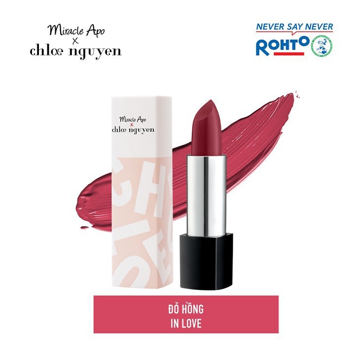 Son thỏi Miracle Apo x Chloe Nguyễn Holiday Collection Lipstick In Love 4g - Đỏ Hồng .