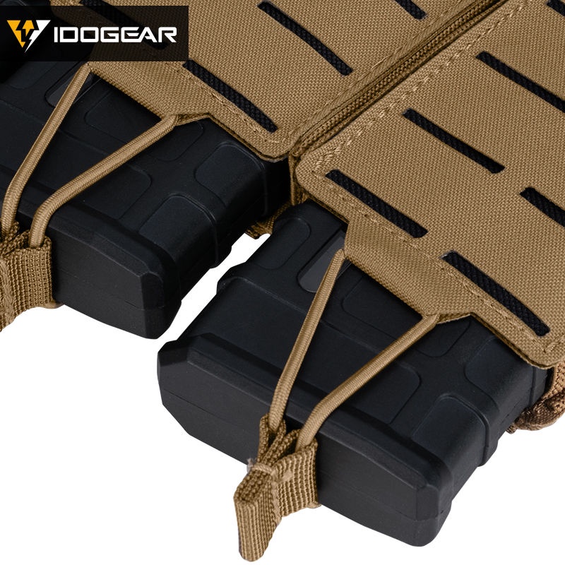 IDOGEAR Túi Ba Tạp Chí Chiến Thuật LSR 556, Ba Mag Tàu Sân Bay Nylon MOLLE Mag Pouch Túi Đựng Đồ Rằn Ri Quân Đội Cắt Las