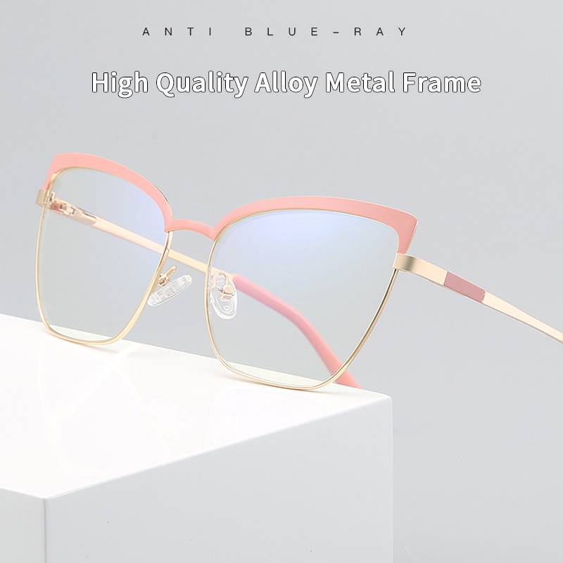 JIUERBA-Mắt Kính Gọng Kim Loại Chống Bức Xạ Phong Cách Cổ Điển Unisex Cho