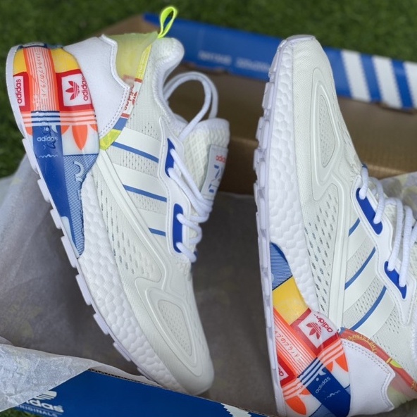 Giày Thể Thao Nam, Nữ / Giày Tập Gym Das Originals Zx Boost Trắng Gót Màu