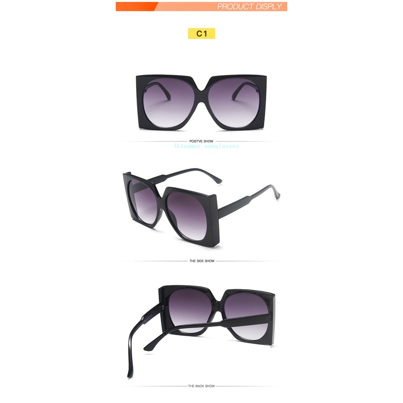 NEW Kính Mát Gọng Vuông Lớn Chống Tia Cực Tím Phong Cách Châu Âu