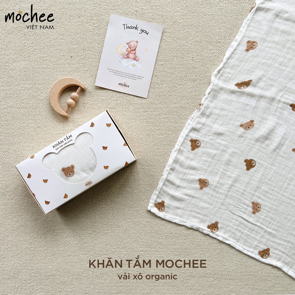 Khăn Tắm Cho Bé/Khăn Tắm Sợi Tre Organic MOCHEE 120x110cm Siêu Mềm