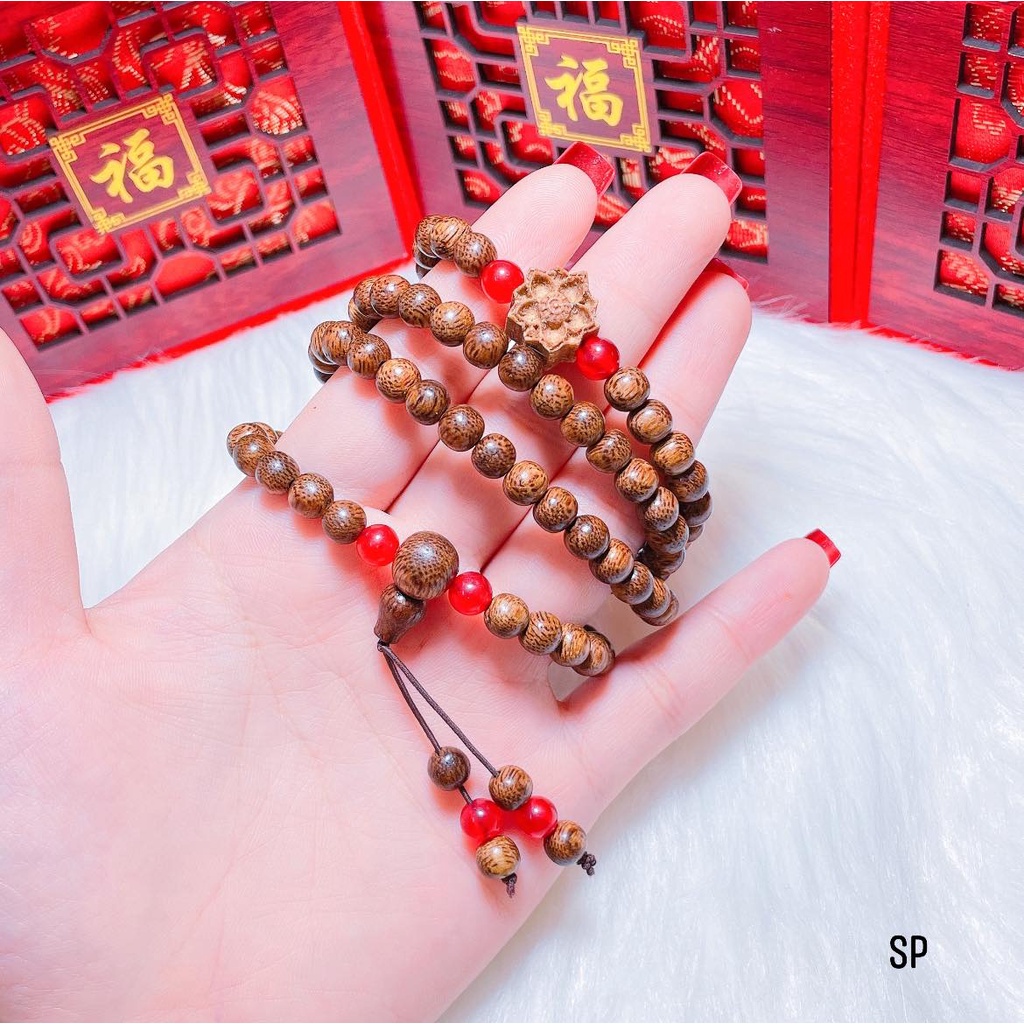 VÒNG TAY TRẦM HƯƠNG HOA SEN ĐÁ PHONG THỦY 6MM
