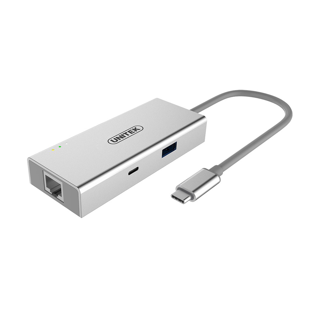 CÁP MỞ RỘNG UNITEK Y9117 TỪ TYPE C RA USB 3.0 + HDMI + LAN 10/100/1000 CÓ NGUỒN PHỤ HỔ TRỢ