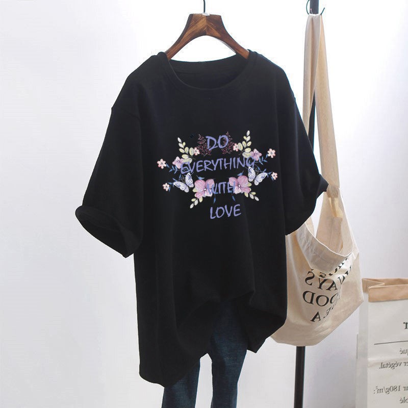 NRVP Áo thun ngắn tay dáng rộng kiểu Hàn Quốc thời trang mùa hè 2021 cho nữ