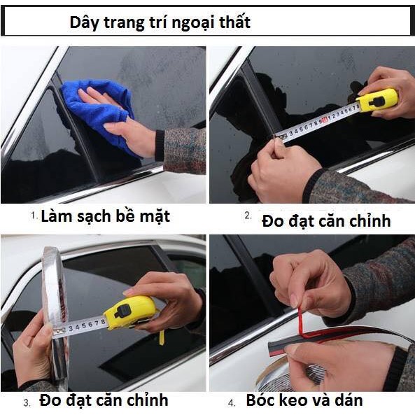 Cuộn nẹp mạ crom trang trí ngoại thất ô tô ( nhiều kích cỡ dài 13m)