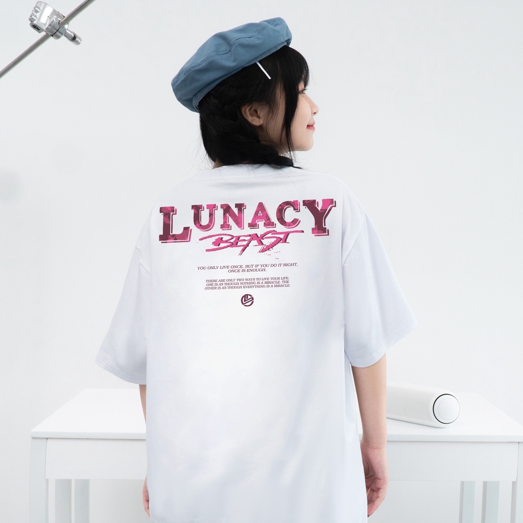 Áo thun tay lỡ LUNACY BEAST phông Unisex nam nữ Cotton oversize form rộng LUNACY TB03