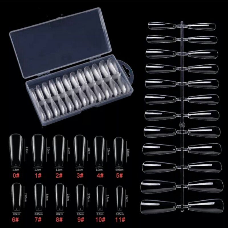 VỈ 24 MÓNG TAY GIẢ TRONG SUỐT VỚI 5 LOẠI ĐẦU MÓNG KHÁC NHAU