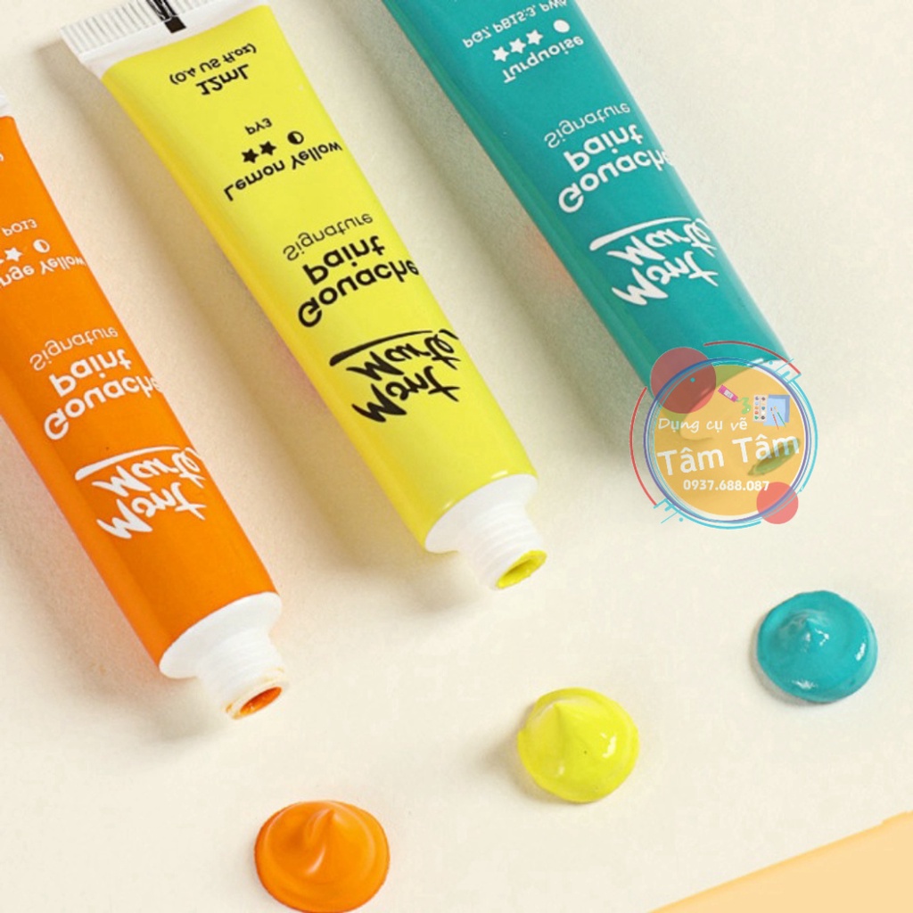 [TÂM TÂM] Màu Gouache Mont Marte Bộ 12/18/24 màu tuýp 12ml