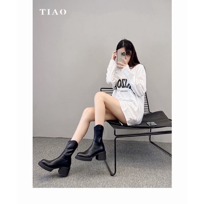Bốt nữ cổ cao đế cao 6cm bốt nữ cổ ngắn đế cao cá tính| M4T