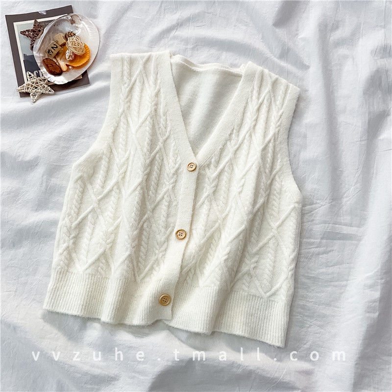 Áo Len Không Tay Thiết Kế Mới Thời Trang Mùa Thu Theo Phong Cách Retro Cho Nữ