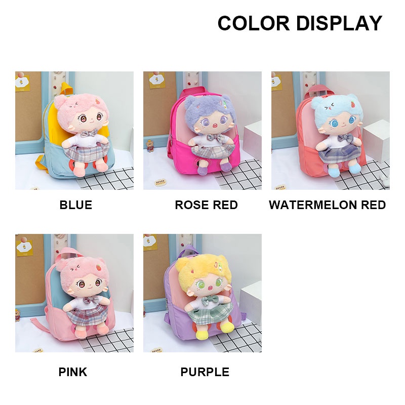 Ba Lô Đi Học Đính Búp Bê Hoạt Hình Dễ Thương Cho Bé Gái Mẫu Giáo