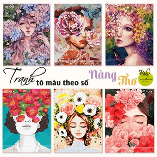 Tranh tô màu theo số Madoca - Tranh sơn dầu số hóa Nàng thơ (Có khung kích thước 40x50cm)