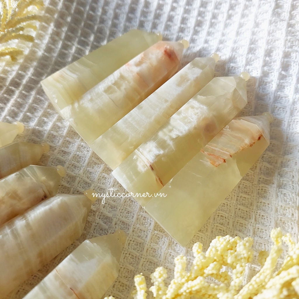 Trụ đá thanh tẩy Green Onyx - Trụ đá thanh tẩy Tarot, Reiki, Thiền Định, Đá Phong Thủy
