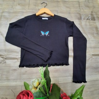 ÁO CROPTOP THÊU BƯỚM av
