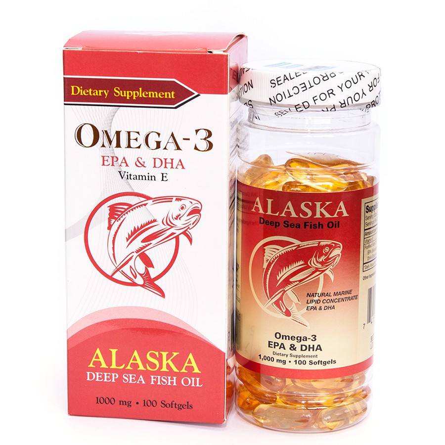 Alaska Deep Sea Fish Oil Omega-3 Lọ 100 Viên - Hỗ Trợ Tăng Cường Bổ Não, Đẹp Da