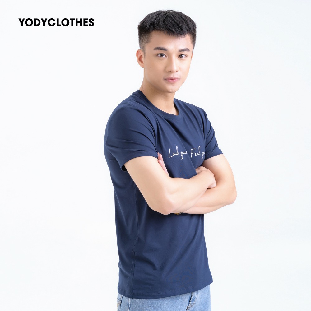 Áo thun phông nam YODY cổ tròn tay ngắn vải cotton mát mẻ PPM3461