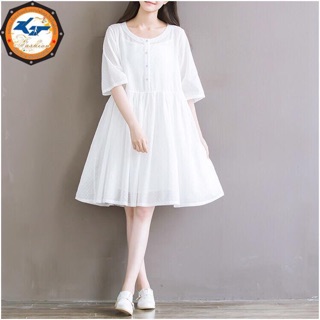 ĐẦM BABYDOLL TRẮNG HẠT (KÈM VÁY 2 DÂY)