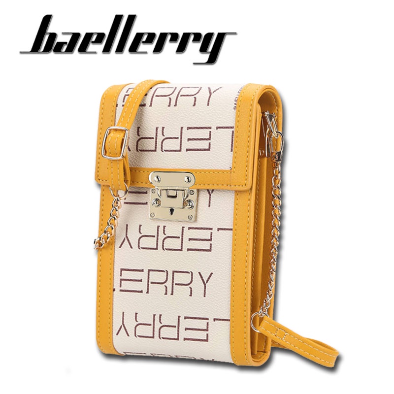 Túi đựng điện thoại BAELLERRY làm từ da PU in chữ BAELLERRY có khóa chống trộm thời trang cho nữ