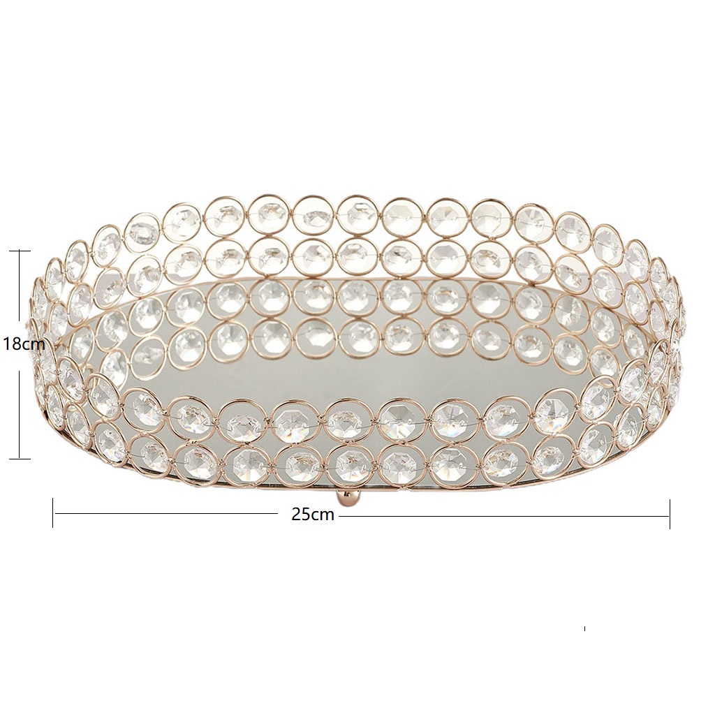 Khay Trang Trí Lọ Nước Hoa Mỹ Phẩm Tráng Gương Pha Lê Vanity