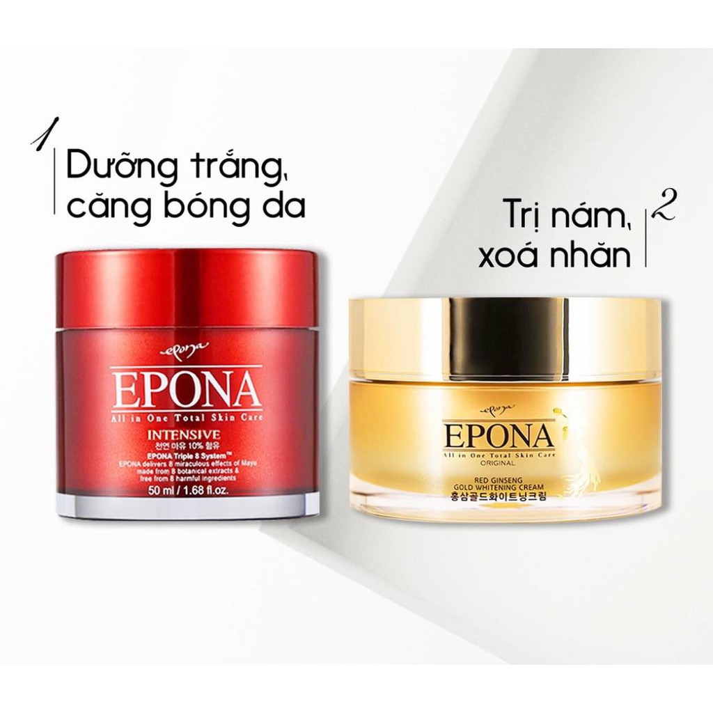 Kem dưỡng da Epona dầu ngựa dưỡng ẩm, chống lão hoá và Kem Epona hồng sâm giảm thâm nám từ 50ml _ Epona Chính Hãng