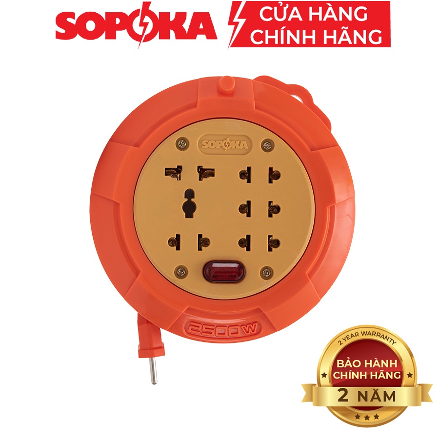 Ổ cắm điện ổ cuốn dây R75 SOPOKA chịu tải 2500W an toàn tiện lợi dây 4,5m7,5m