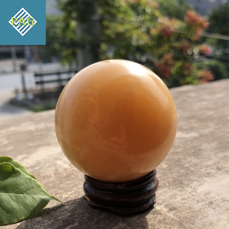 Quả Cầu Phong Thủy Đá Hoàng Long - Size ~5cm - Trang trí nhà cửa, đặt bàn làm việc