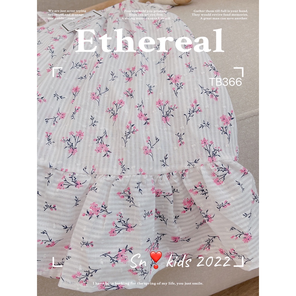 Váy 2 dây cánh tiên bé gái họa tiết hoa nhí xinh yêu, dáng xòe, vải đũi mềm mát size 10 - 20 kg