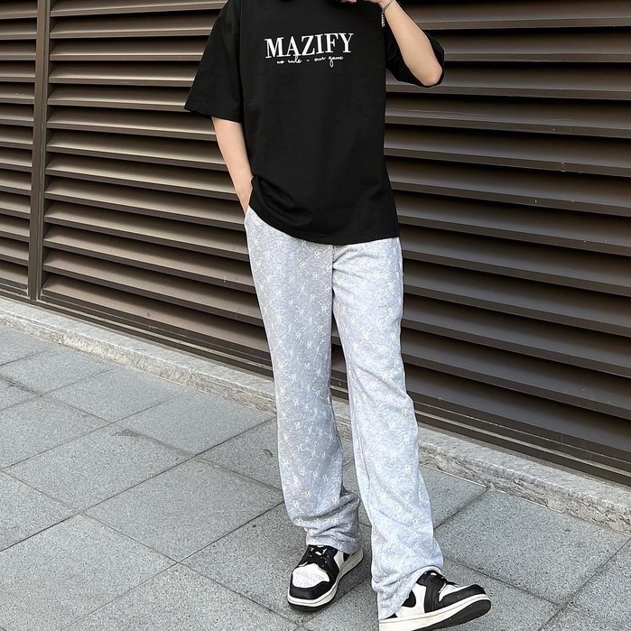 Quần dài ống suông nam MAZIFY, quần culottes in logo MZF