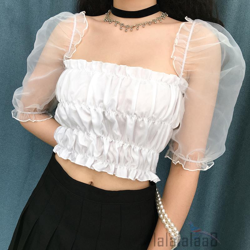 Áo Croptop tay phồng phong cách vintage | BigBuy360 - bigbuy360.vn