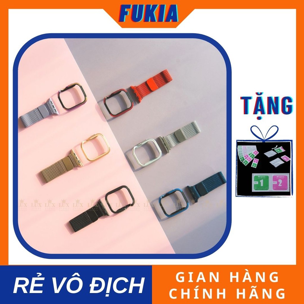 Combo dây thép và ốp viền thép dành cho Apple Watch đồng hồ thông minh Series 1/2/3/4/5/6/SE size 38/40/42/44 mm