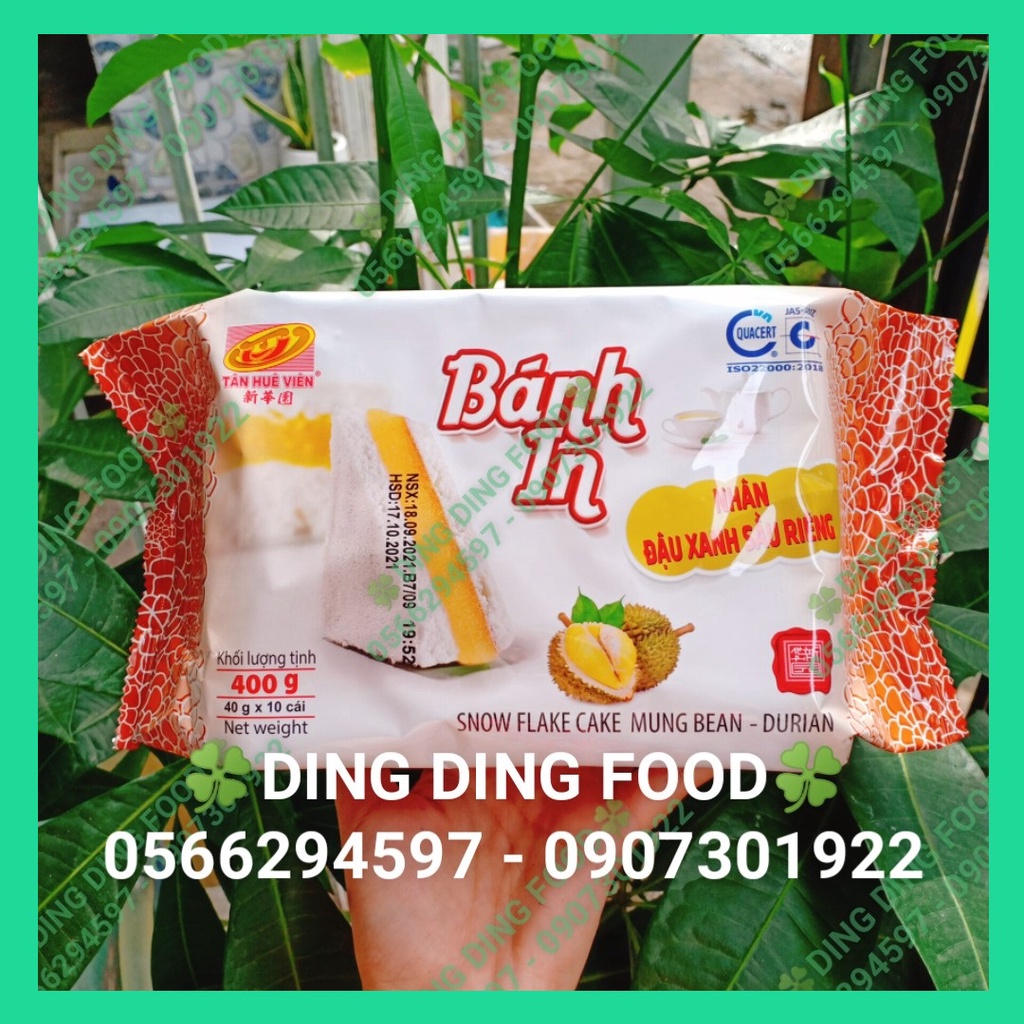 Bánh In Nhân Đậu Xanh Sầu Riêng 400g [10 BÁNH] Tân Huê Viên | Bánh In Sóc Trăng| Ăn Vặt| Ăn Chay - DING DNG FOOD