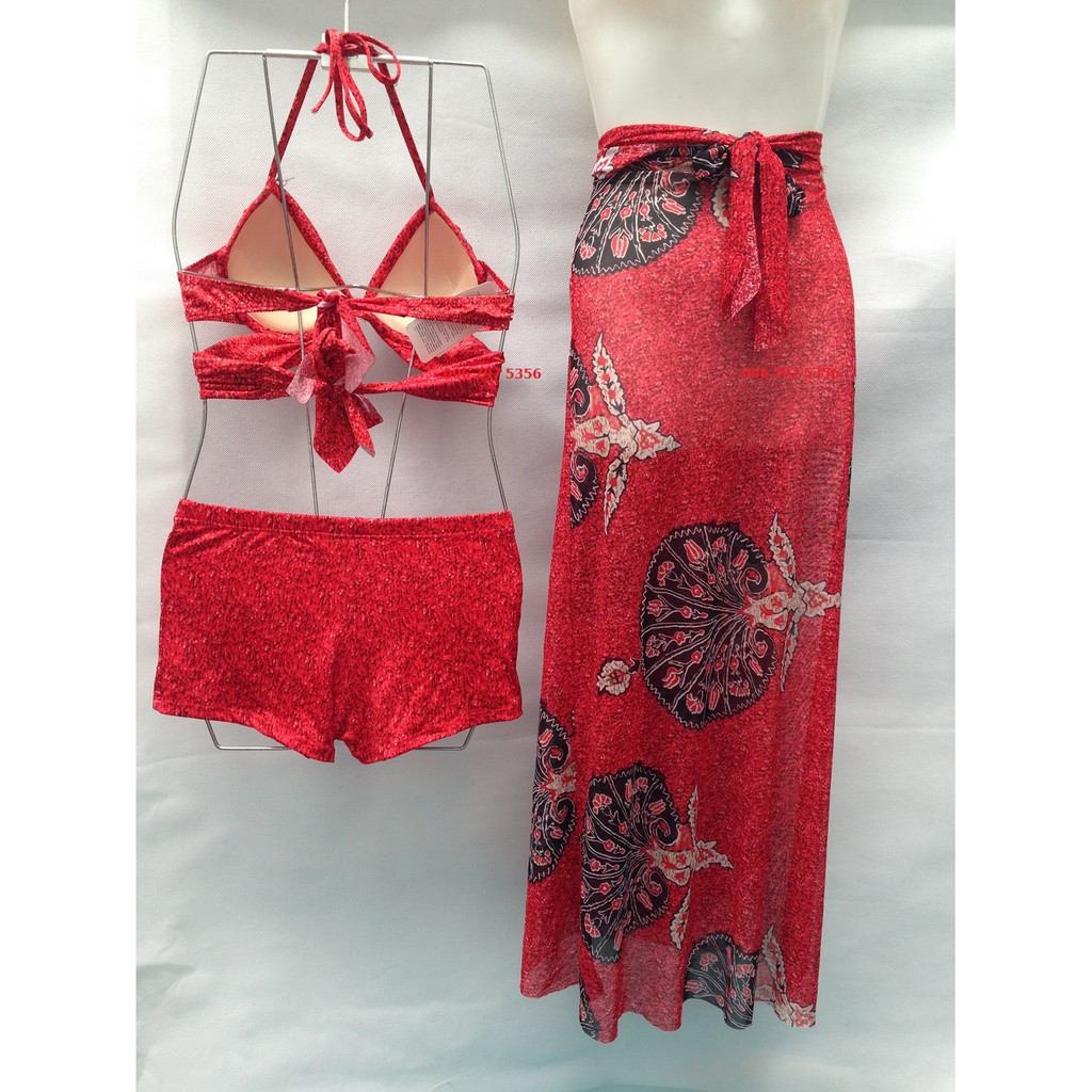 NHẬP MÃ WAJULY giảm thêm 10% Bikini dây yếm kết hợp khăn choàng chất thun lạnh mềm rủ