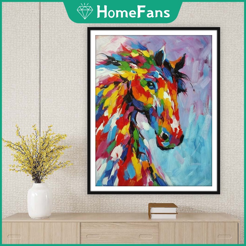 Bộ Tranh Đính Đá 5D Tự Làm Hình Ngựa Nhiều Màu 40x50cm Trang Trí Nhà Cửa