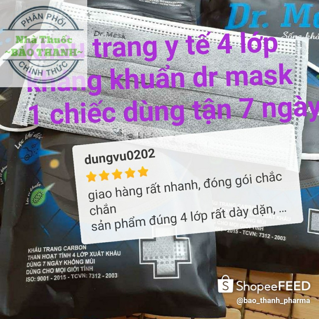 khẩu trang 4 LỚP THAN HOẠT TÍNH DR MASK ( 1 túi có 10 chiếc - 1 CHIẾC TÁI SỬ DỤNG ĐƯỢC 7 LẦN ) | BigBuy360 - bigbuy360.vn