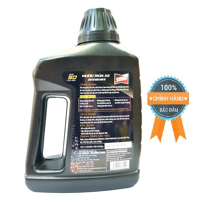 Nước rửa xe bảo vệ màu sơn xe SUMO WASH & WAX 1 lít với công thức đặc biệt cải thiện thêm phụ gia chất đánh bóng an toàn