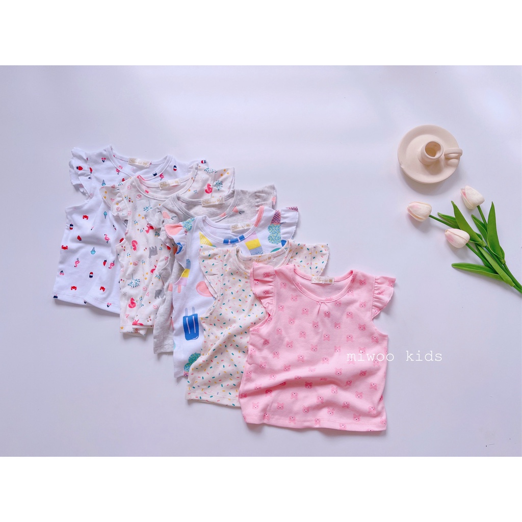 (7-21kg)Bộ thun đùi cotton cánh tiên hãng Miwoo kids họa tiết siêu yêu cho bé gái