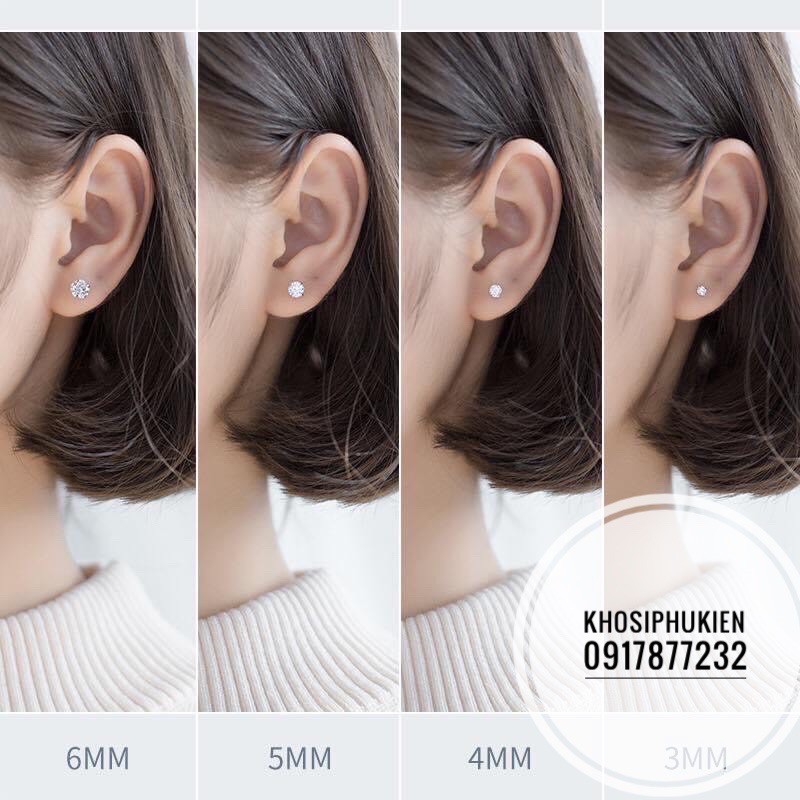 Bông tai đá 1 hột đơn giản loại inoc ko đen