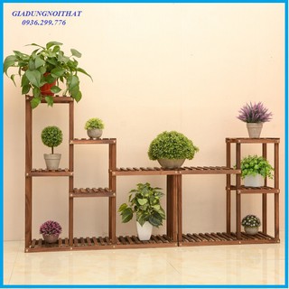 RE0668.669 Kệ trang trí gỗ thông 10 sàn - Kệ cây cảnh gỗ