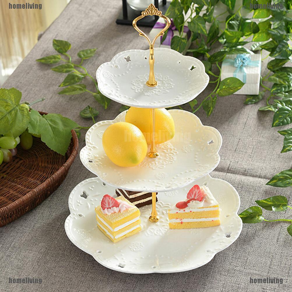 ❤❤1 Bộ 3 Hoặc 2 Tầng Đĩa Đựng Bánh Kem Đứng Có Tay Cầm