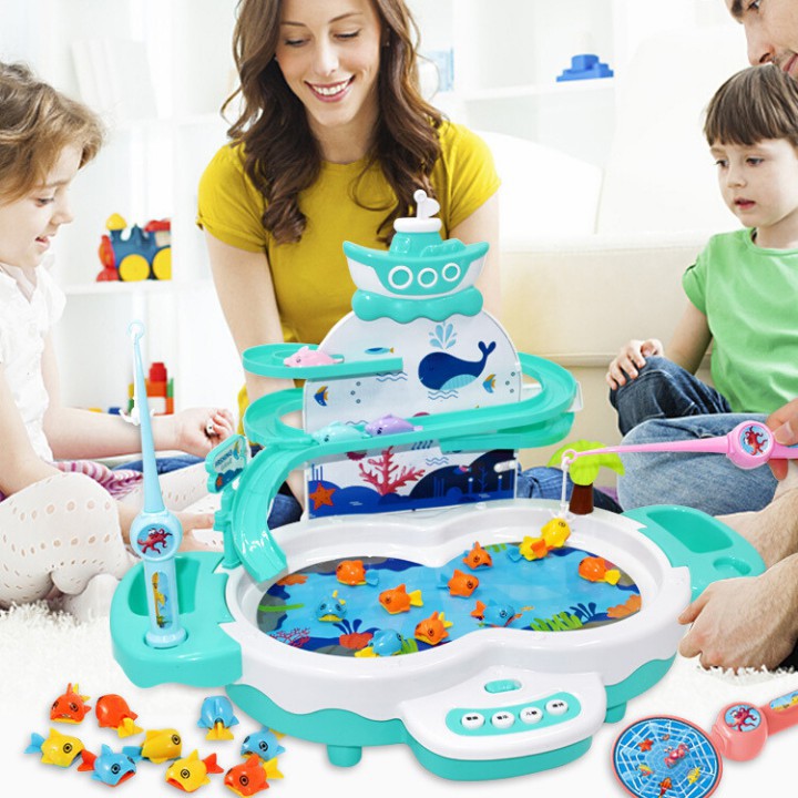 Đồ Chơi Câu Cá Thác Nước Cho Bé 💖  💖 Đồ Chơi Câu Cá,Dùng Pin, Có Nhạc, Thác Trượt,Cá Bay Siêu Xịn.