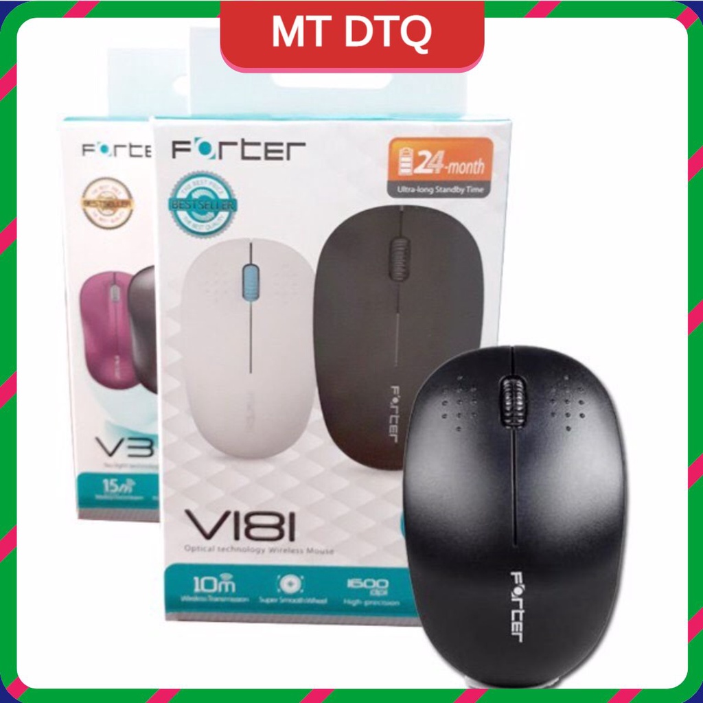 Chuột không dây Forter V181 màu đen sang trọng kiểu dáng thanh lịch, nhỏ gọn - tặng kèm pin sieuthipkgiare.