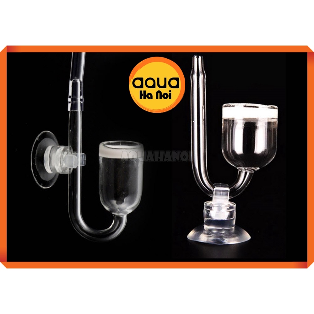 Cốc sủi CO2 thủy tinh siêu mịn cho hồ thủy sinh -  Tặng kèm chữ U chống gập dây, van 1 chiều, núm hít treo thành bể